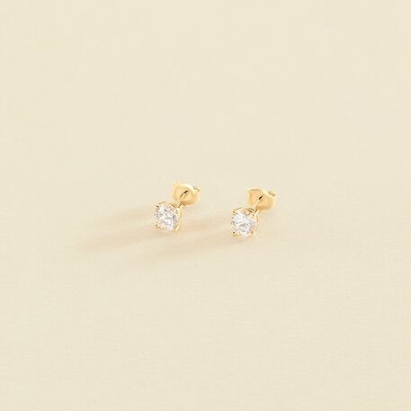 Boucles d'oreilles puces SOL - Cristal / Doré - Boucles d'oreilles puces  | Agatha