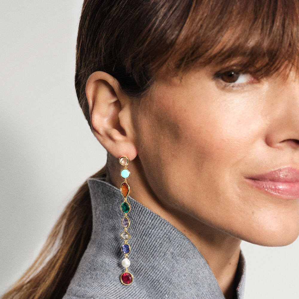 Boucles d'oreilles pendantes CANDY - Multicolore / Dor&eacute; - Boucles d'oreilles fantaisies  | Agatha