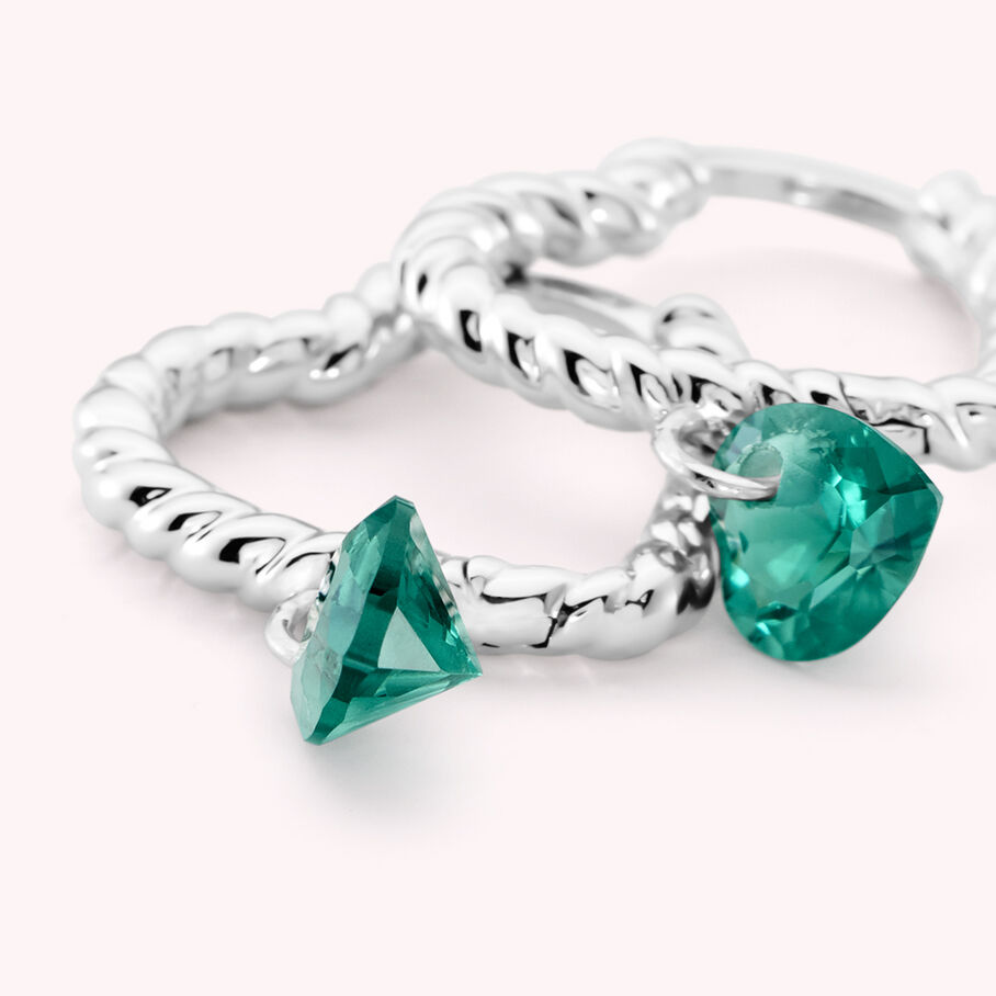 Créoles BEGUIN - Vert / Argenté - Boucles d'oreilles  | Agatha