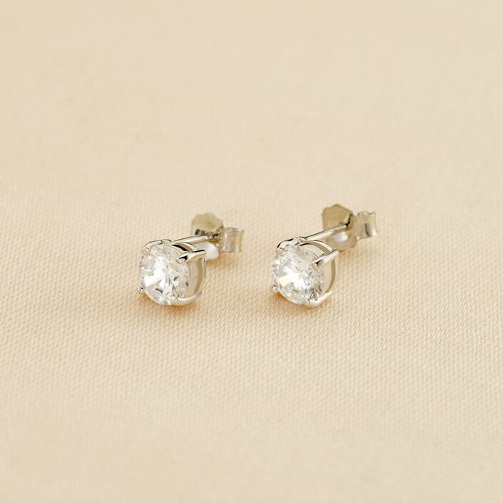 Boucles d'oreilles puces SOL - Cristal / Argenté - Boucles d'oreilles puces  | Agatha