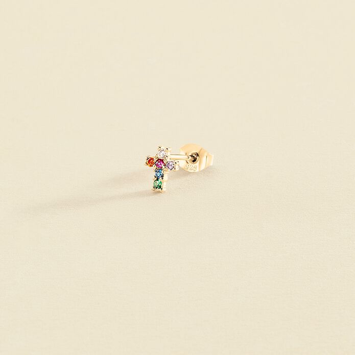 Piercing puce CROSS - Multicolore / Doré - Piercings  | Agatha