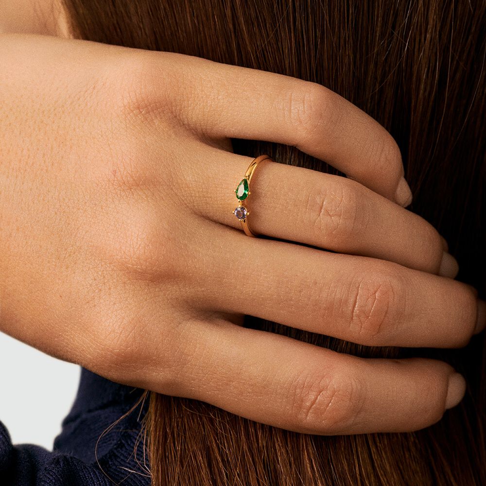 Bague fine ASTRE - Vert / Dor&eacute; - Bagues fines  | Agatha
