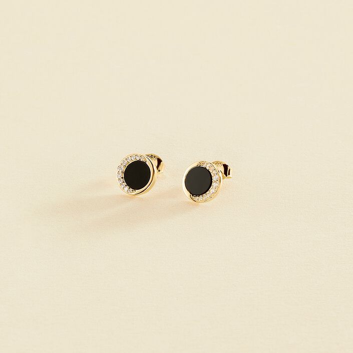 Boucles d'oreilles puces MOONONYX - Onyx - Boucles d'oreilles puces  | Agatha
