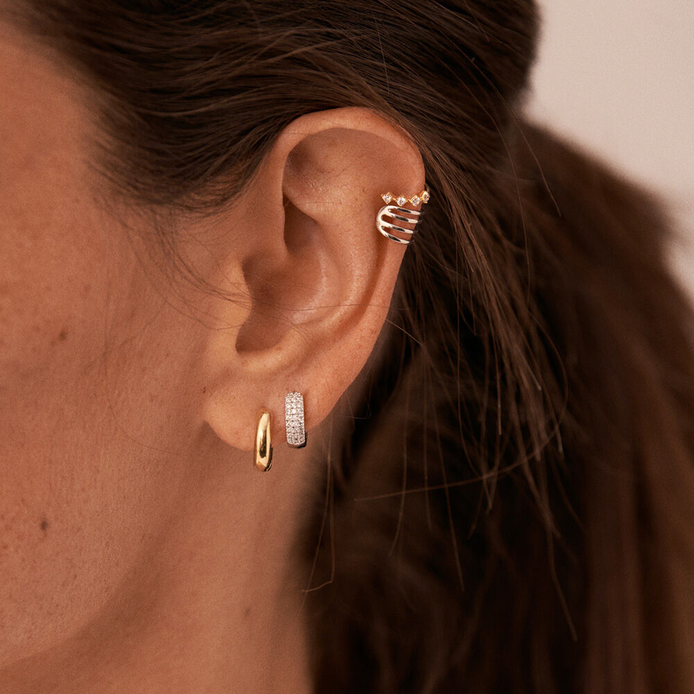 Piercing ear cuff OFEE - Cristal / Dor&eacute; - Argent v&eacute;ritable  | Agatha
