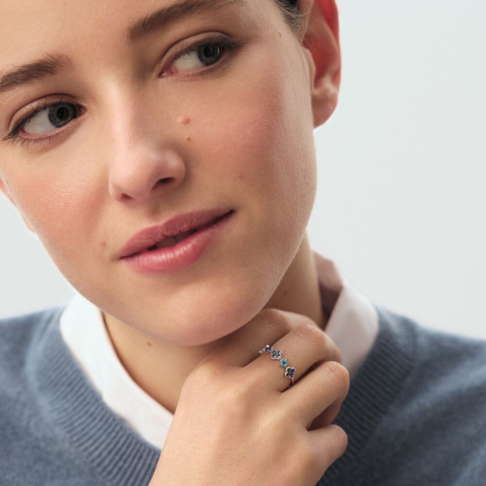 Bague fine BELOVED - Multicolore / Argent&eacute; - Bagues avec pierre  | Agatha