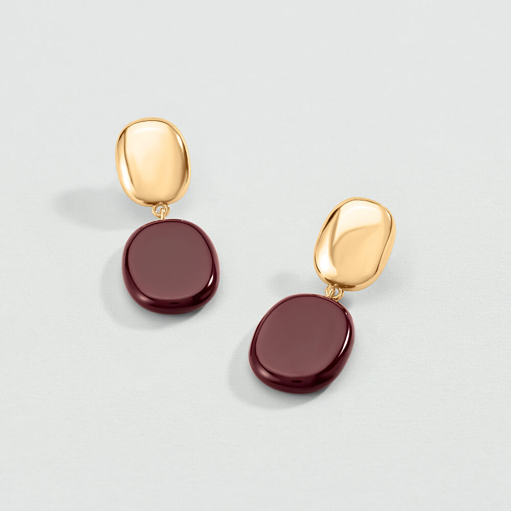 Boucles d'oreilles pendantes PALAIS ROYAL - Bordeaux / Dor&eacute; - Boucles d'oreilles pendantes  | Agatha