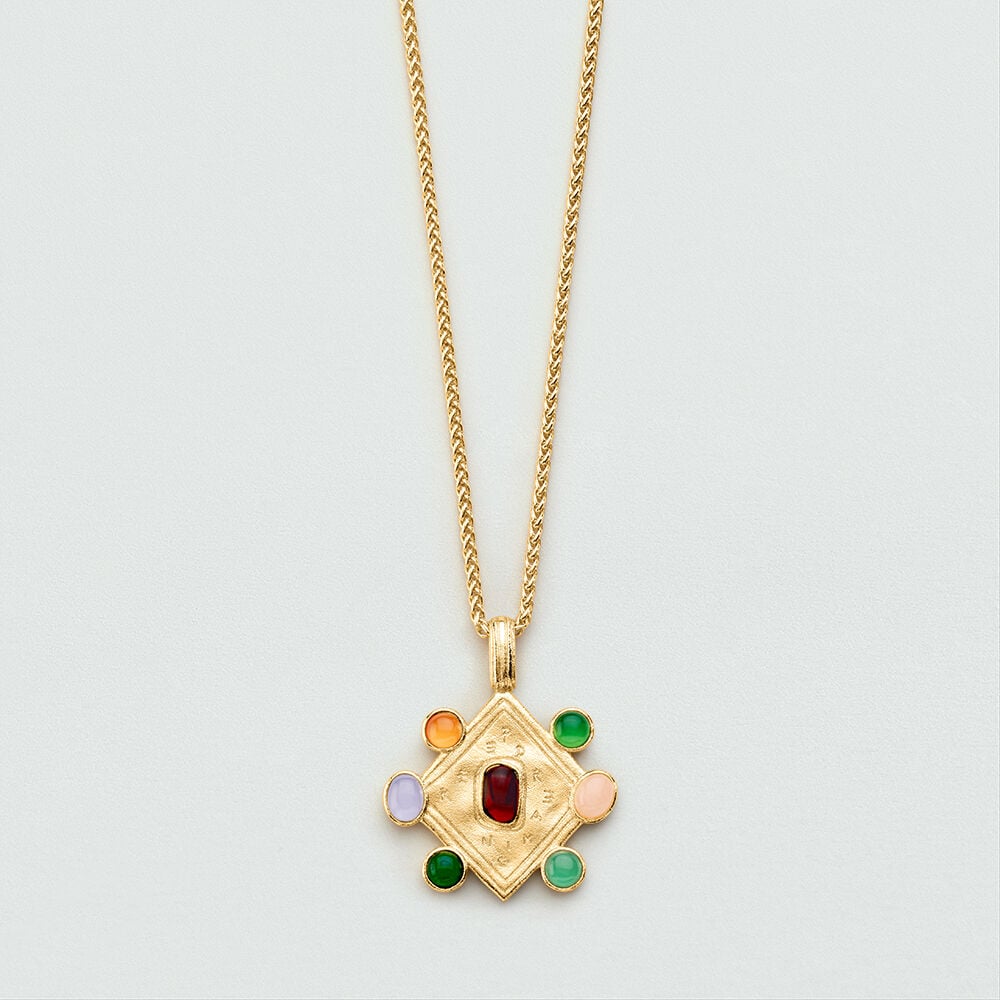 Collier mi-long PANGEA - Dor&eacute; / Multicouleur - Colliers mi-long  | Agatha