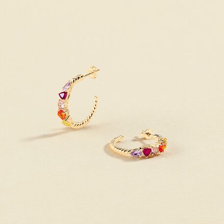 Créoles VAGUE - Multicolore / Doré - Boucles d'oreilles  | Agatha