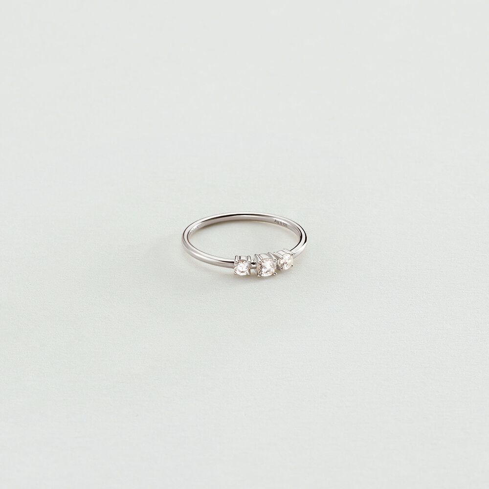 Bague fine SOL - Cristal / Argent&eacute; - Bagues avec pierre  | Agatha