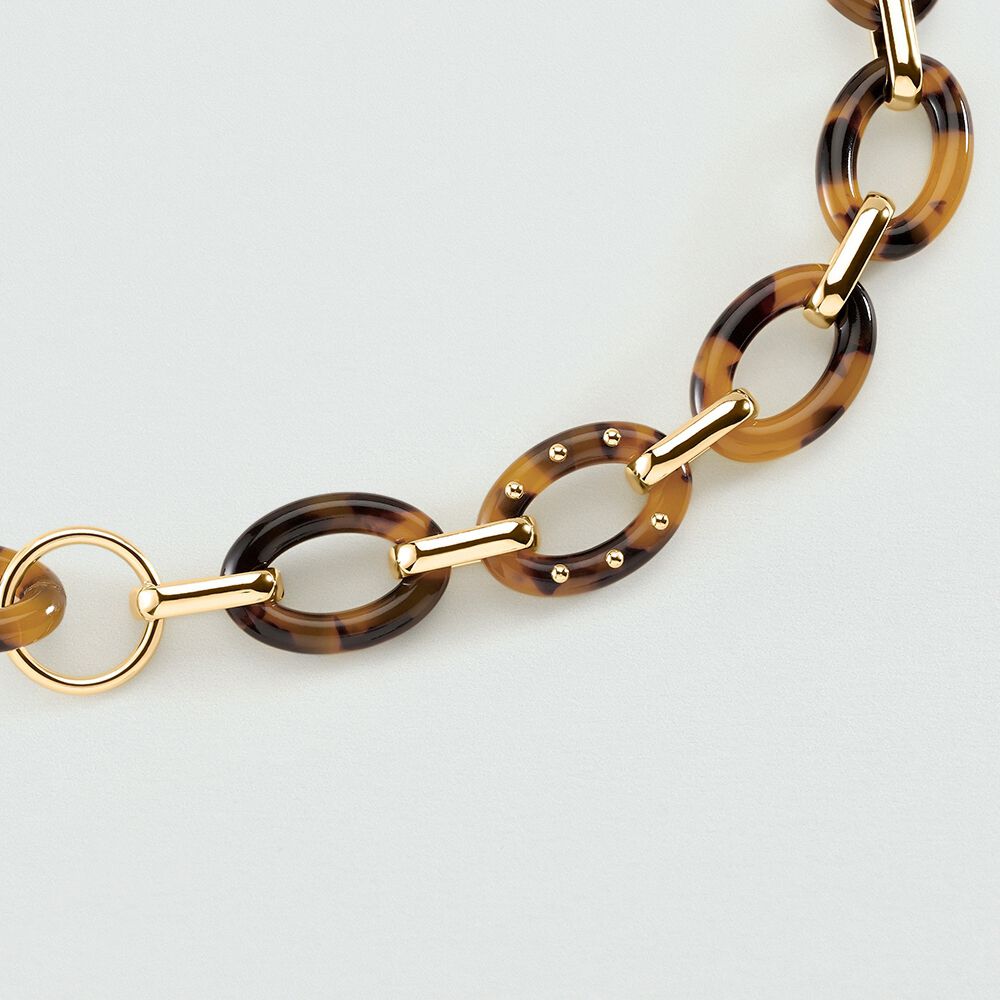 Collier mi-long ARIA - Ecaille / Doré - Colliers fantaisie  | Agatha