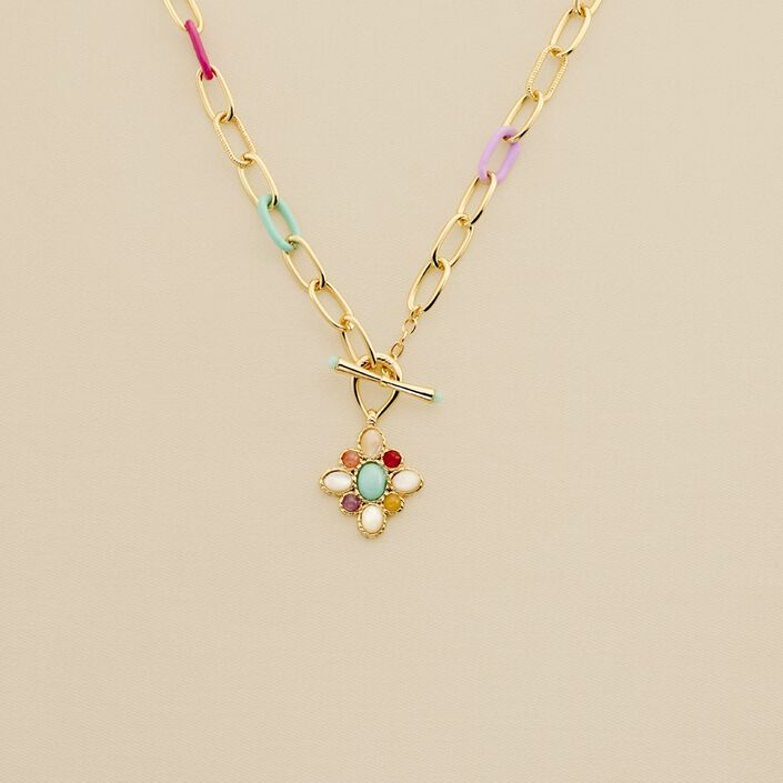 Collier mi-long ARLEQUIN - Multicolore / Doré - Colliers  | Agatha