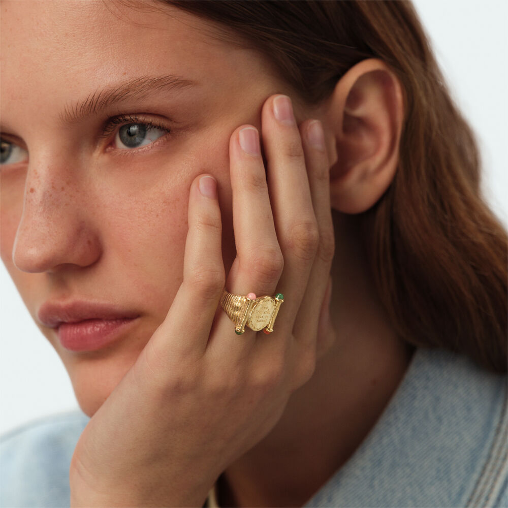 Bague large PANGEA - Multicolore / Dor&eacute; - Bagues larges  | Agatha