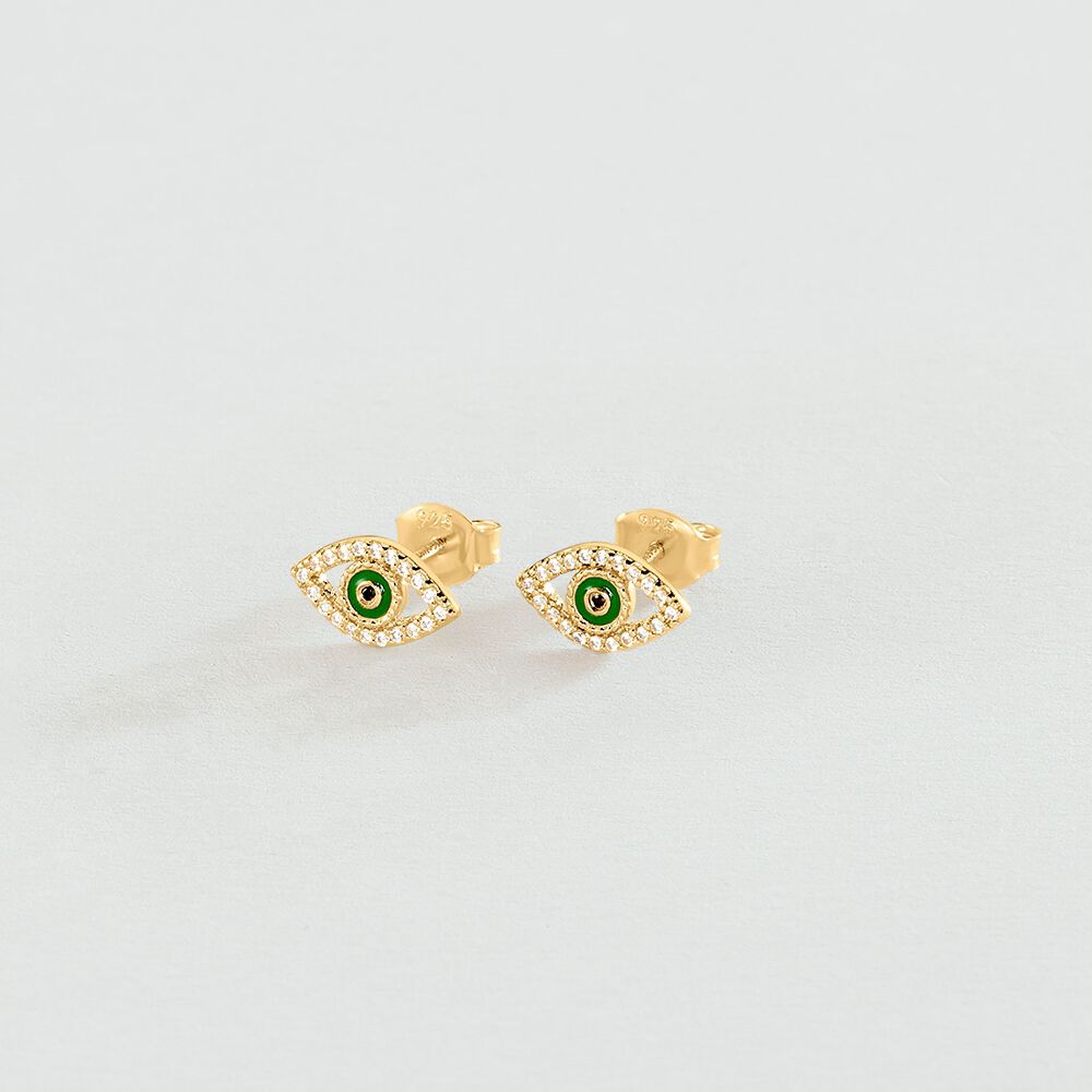 Boucles d'oreilles puces LUCKY EYE - Vert / Dor&eacute; - Boucles d'oreilles puces  | Agatha