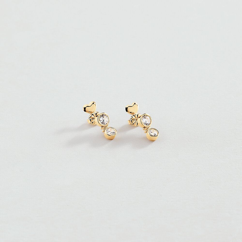 Boucles d'oreilles pendantes N-13 - Cristal / Doré - Boucles d'oreilles fantaisies  | Agatha