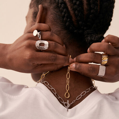 Bague large TWISTED - Argenté / Doré - Bagues  | Agatha