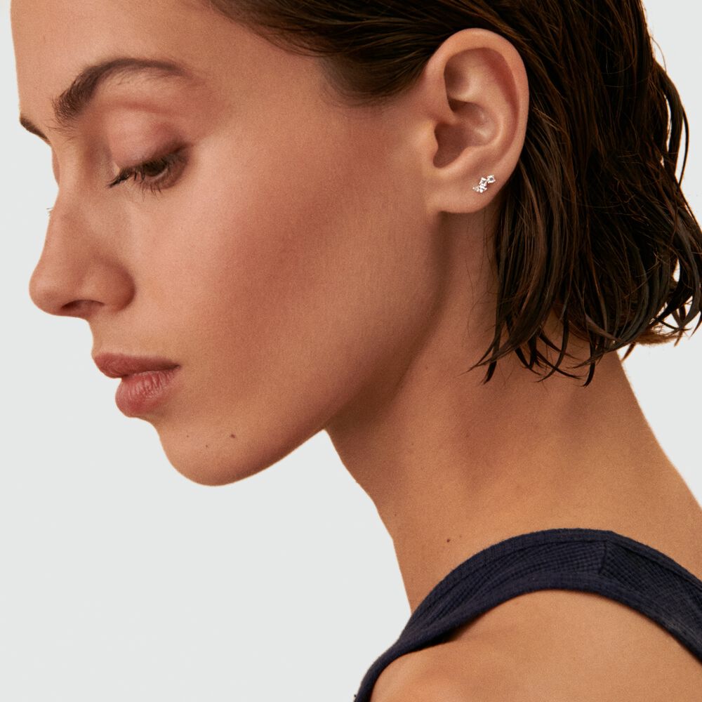 Piercing puce AMAS - Cristal / Argent&eacute; - Argent v&eacute;ritable  | Agatha