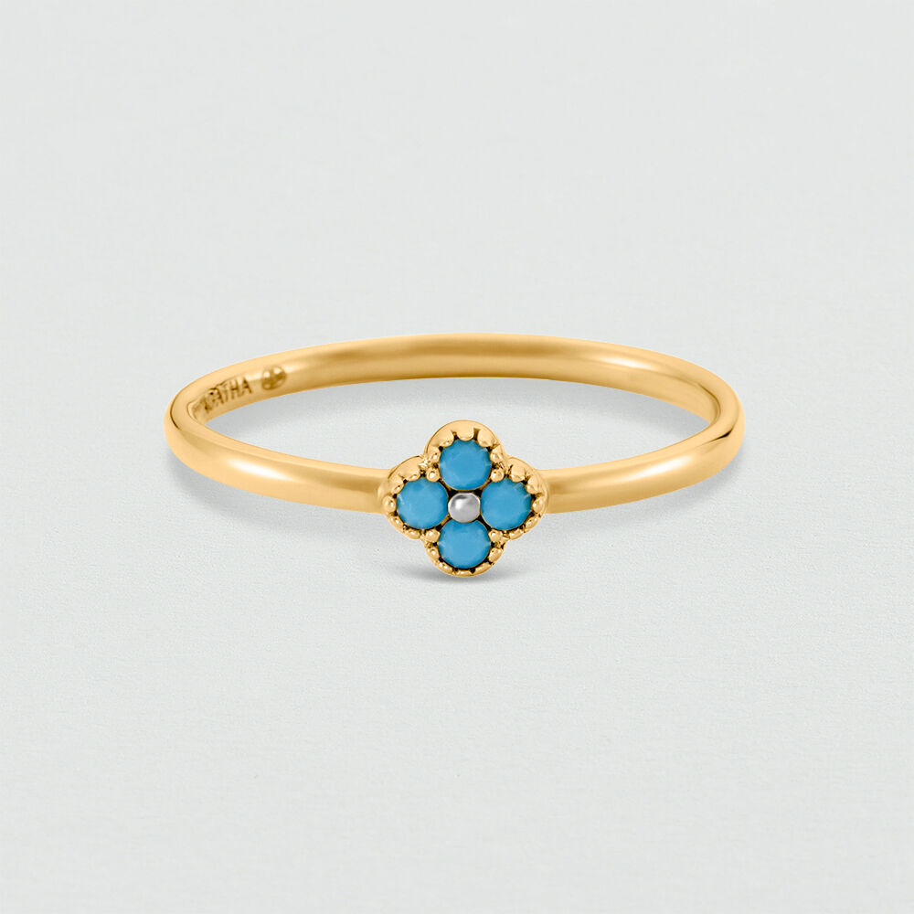 Bague fine BELOVED - Turquoise / Dor&eacute; - Bagues fantaisie  | Agatha