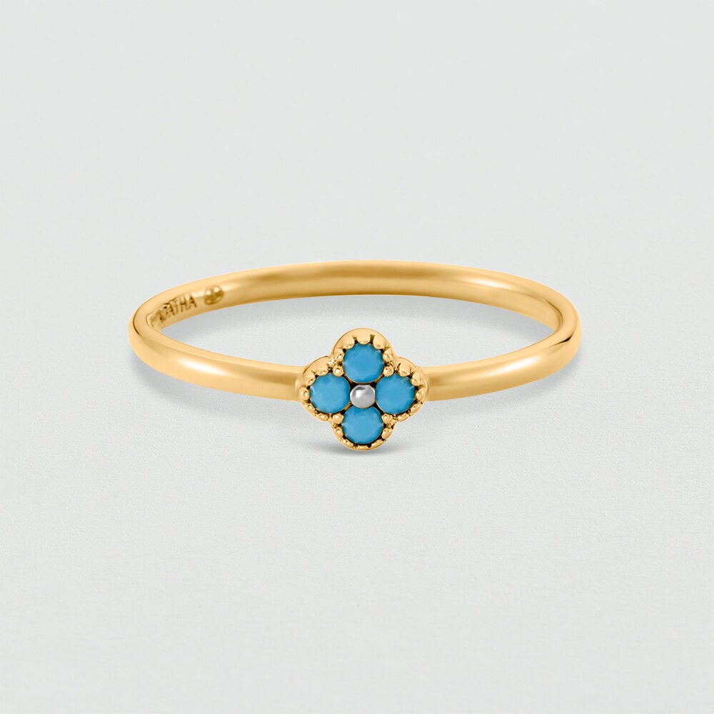Bague fine BELOVED - Turquoise / Doré - Bagues avec pierre  | Agatha