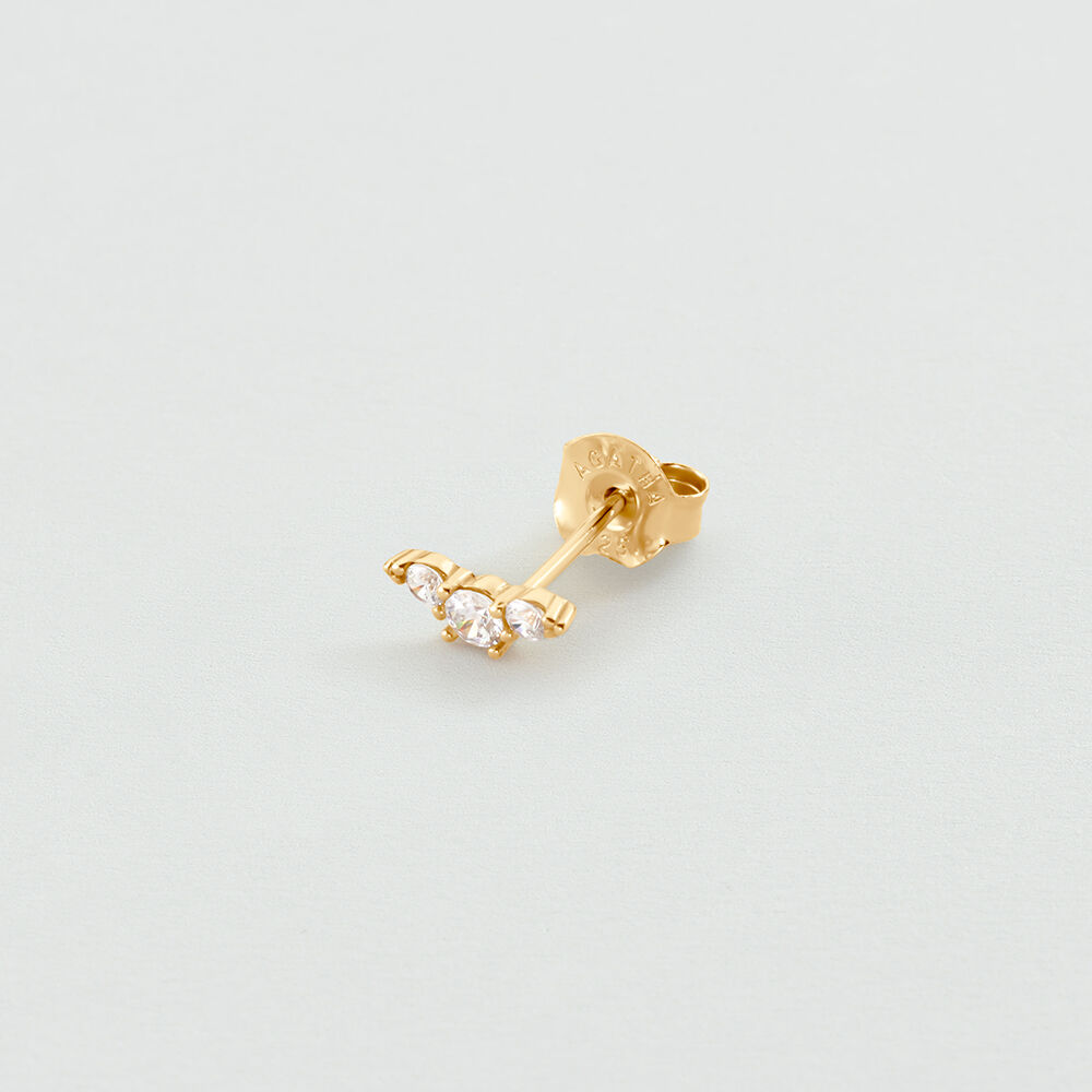 Puce &agrave; l'unit&eacute; CROISSANT MIX & MATCH - Cristal / Dor&eacute; - Boucles d'oreilles puces  | Agatha