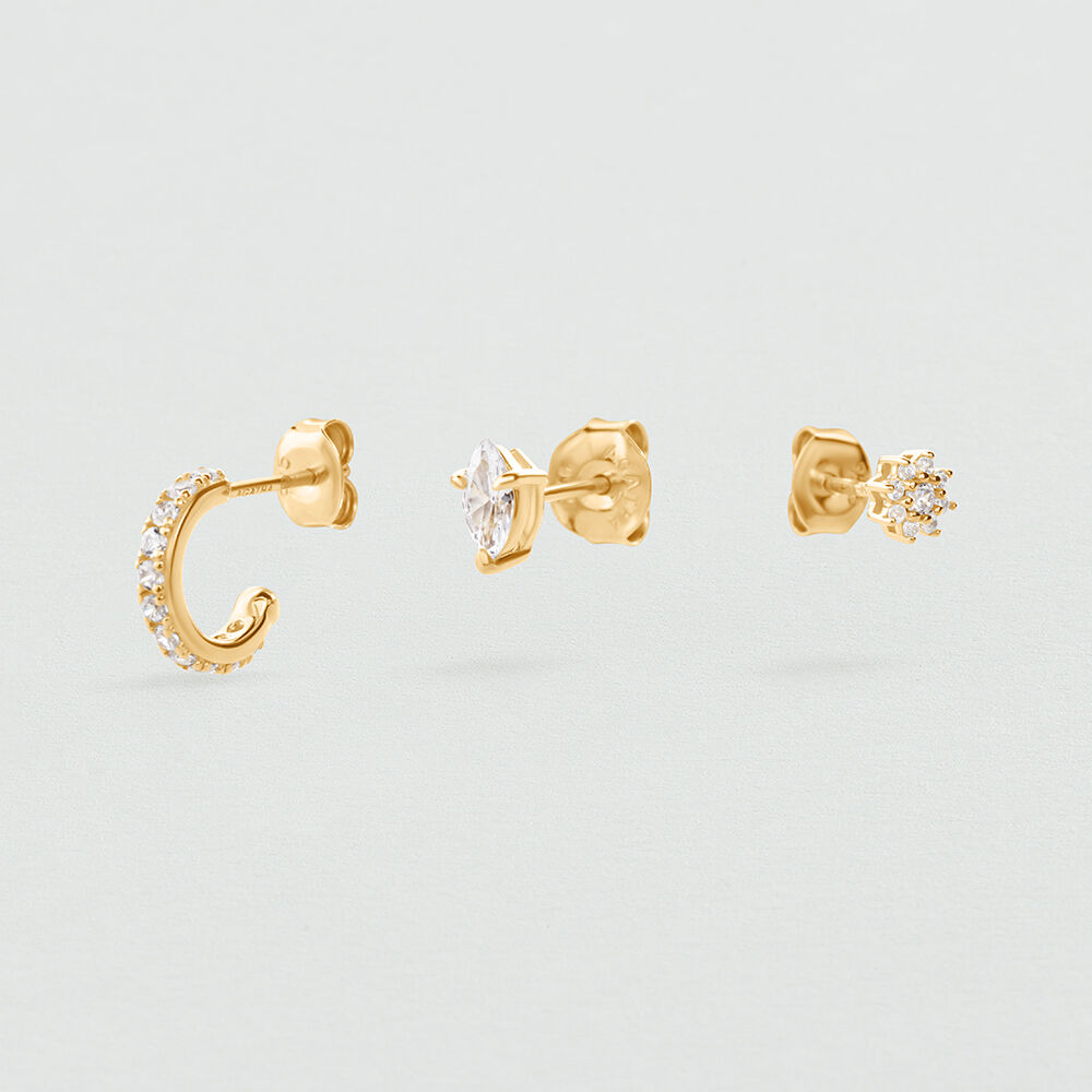 Set de boucles d'oreilles MIX & MATCH - Cristal / Dor&eacute; - Boucles d'oreilles puces  | Agatha