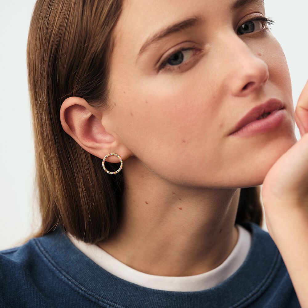 Boucles d'oreilles pendantes RAINBOW - Multicolore / Doré - Boucles d'oreilles fantaisies  | Agatha