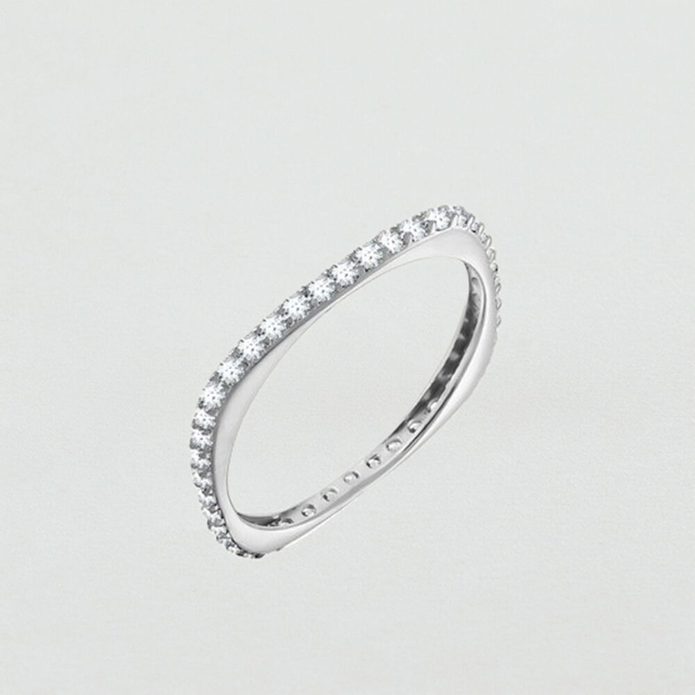 Bague fine CARRE - Cristal / Argenté - Outlet  | Agatha