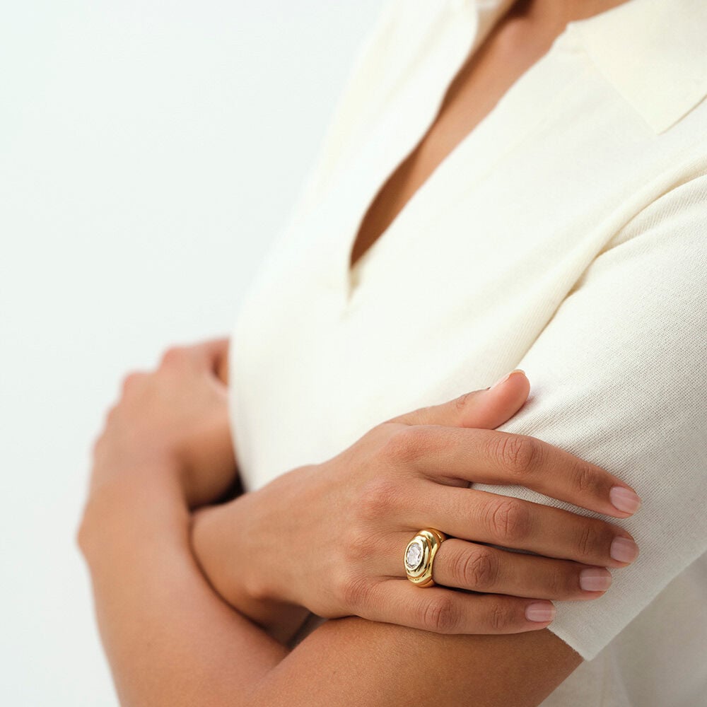 Bague large VICTOIRE - Cristal / Doré - Bagues larges  | Agatha