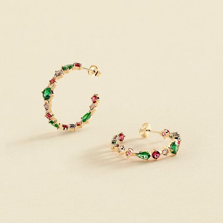 Créoles ASTRE - Multicolore / Doré - Boucles d'oreilles  | Agatha