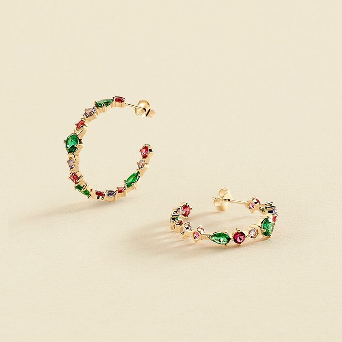 Créoles ASTRE - Multicolore / Doré - Boucles d'oreilles  | Agatha