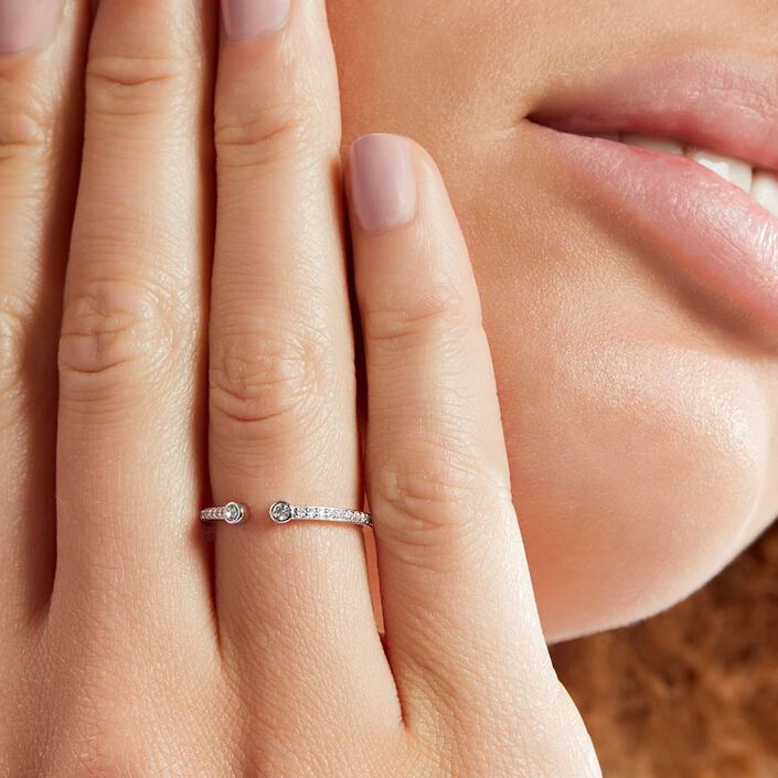 Bague fine UNIQUE - Cristal / Argenté - Bagues  | Agatha