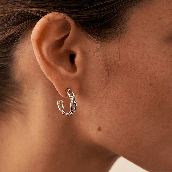 Créoles CHAIN - Argenté - Boucles d'oreilles  | Agatha