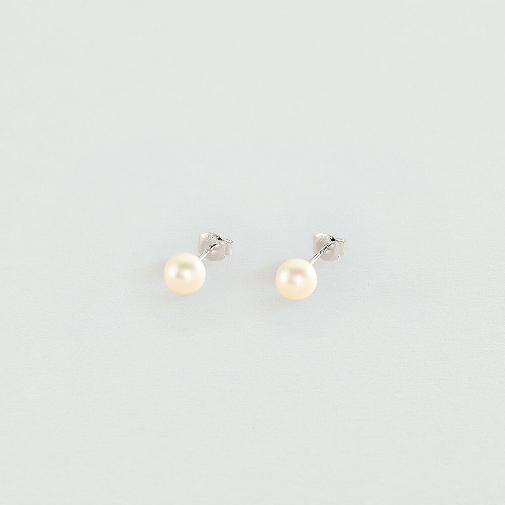 Boucles d'oreilles puces PERL - Perle / Argenté - Boucles d'oreilles puces  | Agatha