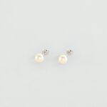 Boucles d'oreilles puces PERL - Perle / Argenté - Boucles d'oreilles puces  | Agatha