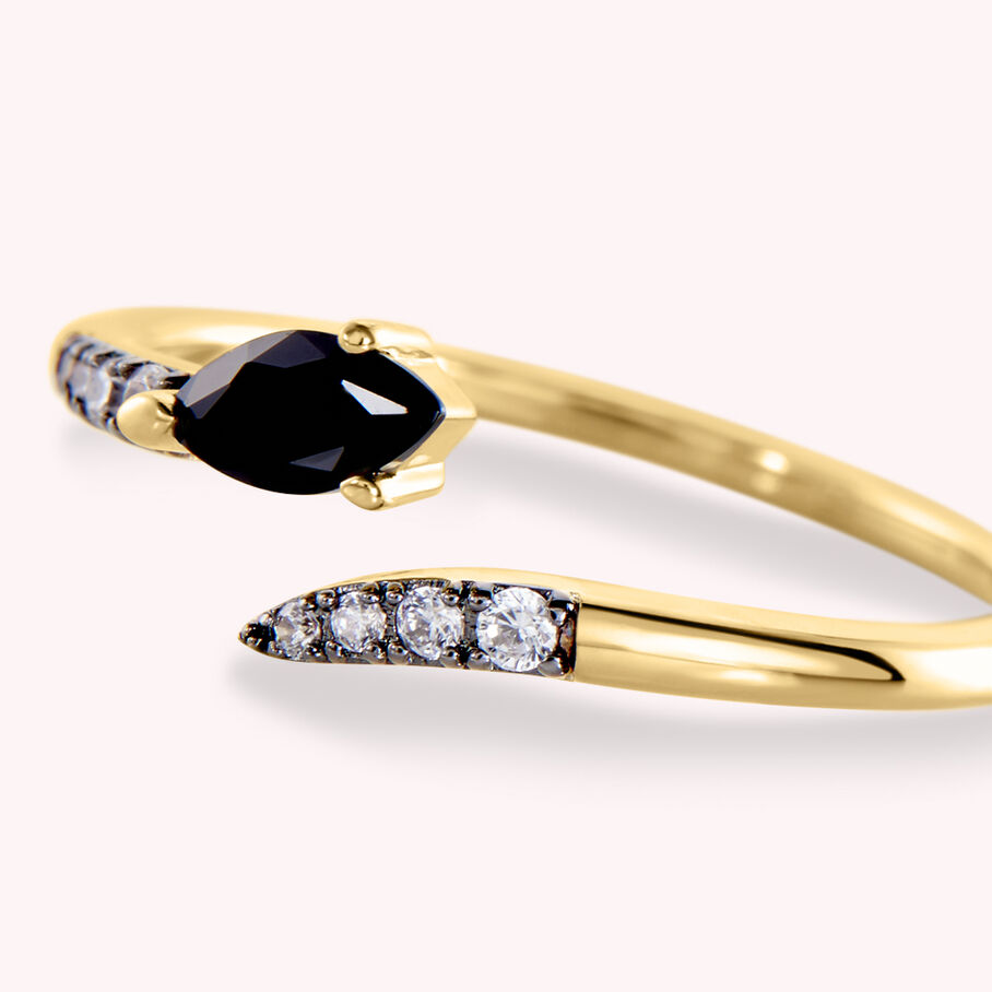Bague fine SNAKY - Cristal / Gun - Bagues  | Agatha