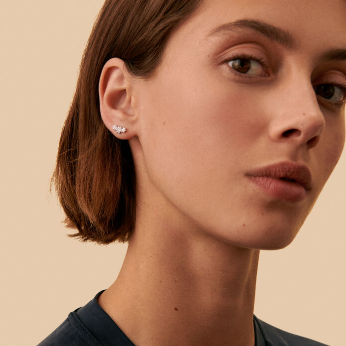 Piercing puce TRIOFLOR - Cristal / Argenté - Piercings  | Agatha