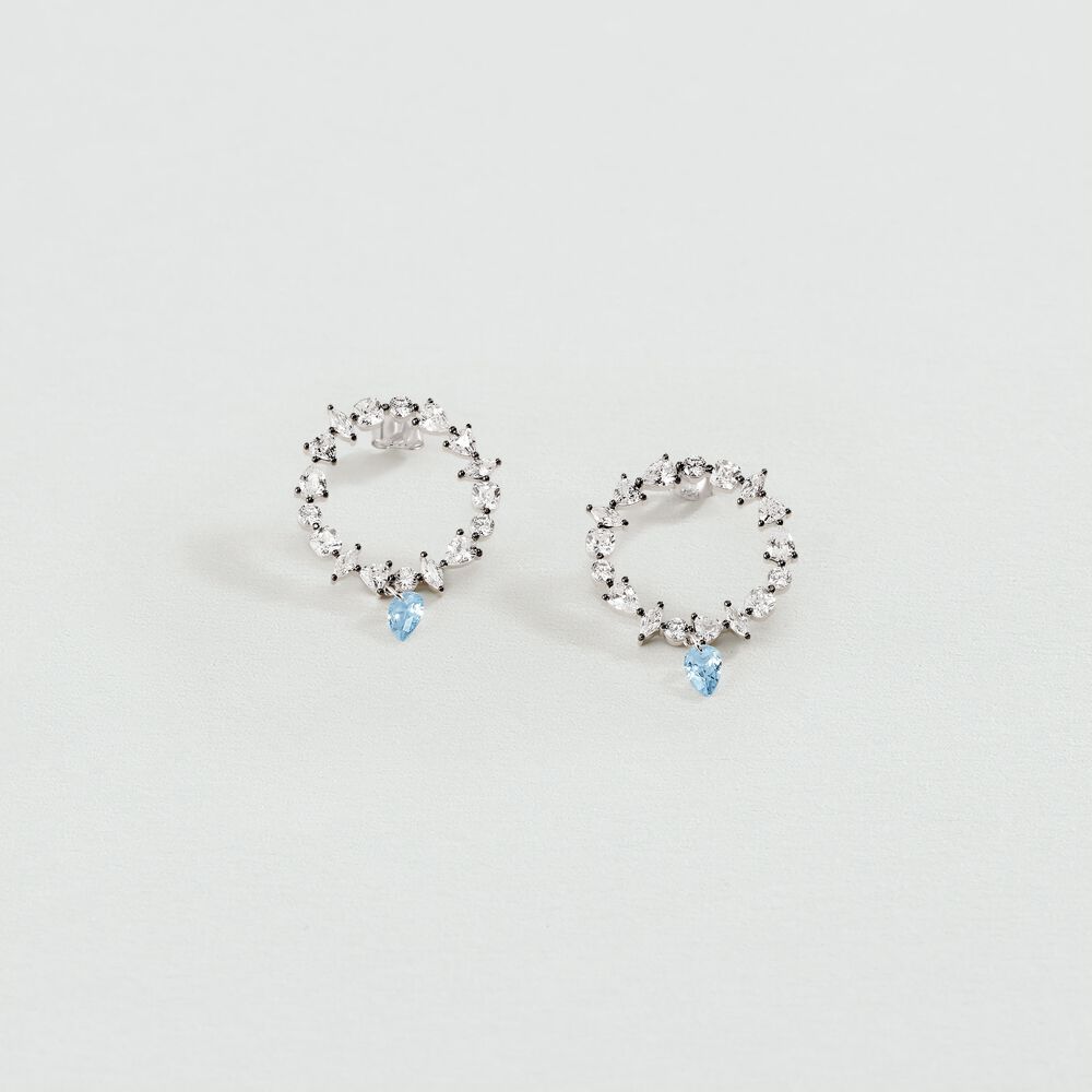 Boucles d'oreilles pendantes JACKIE - Argenté / Bleu aquamarine  - Boucles d'oreilles pendantes  | Agatha