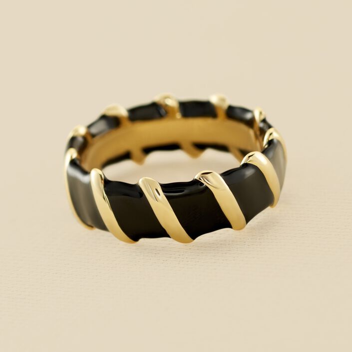 Bague fine SESHA - Noir / Doré - Bagues  | Agatha