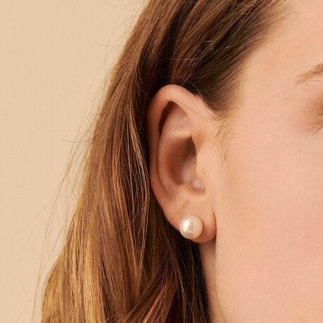 Boucles d'oreilles puces PERLYS - Perle / Argenté - Boucles d'oreilles puces  | Agatha