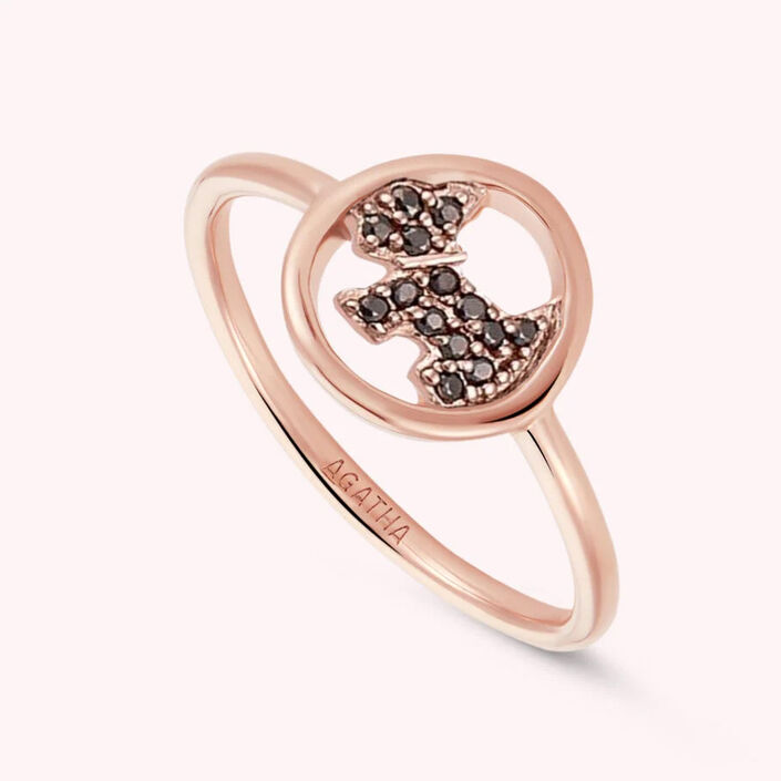 Bague fine PIBLACK - Noir / Rose - Bagues  | Agatha