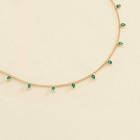 Collier ras du cou NEITH - Vert / Doré - Boucles d'oreilles  | Agatha