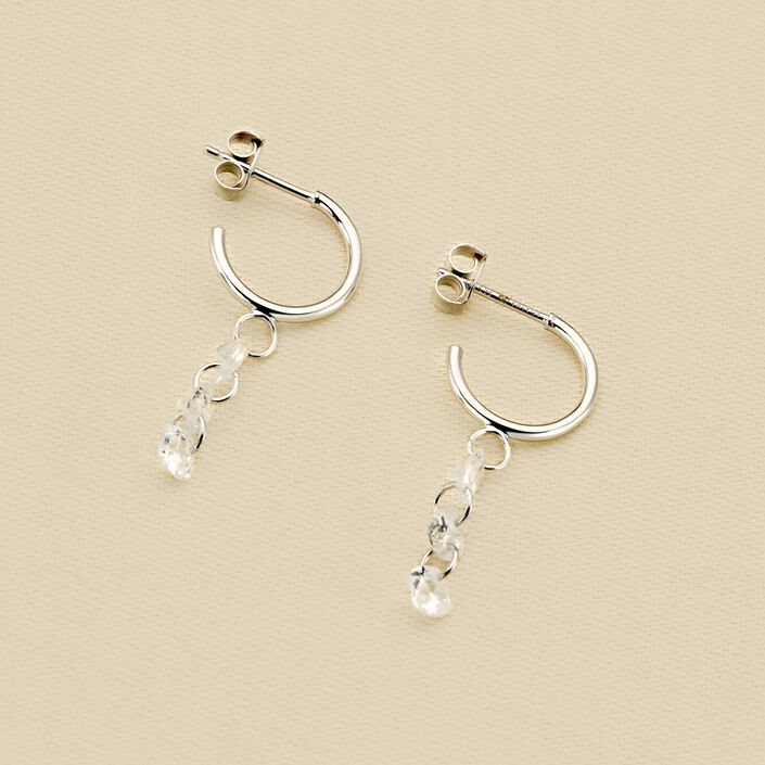 Créoles PETILLE - Cristal / Argenté - Boucles d'oreilles  | Agatha