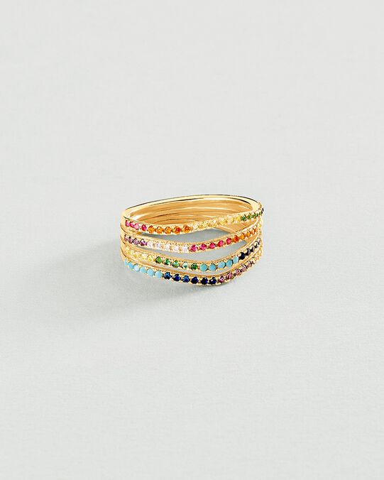 Bague large IRIS - Multicolore / Doré - Bagues avec pierre  | Agatha Bague large IRIS - Multicolore / Doré - Bagues avec pierre  | Agatha