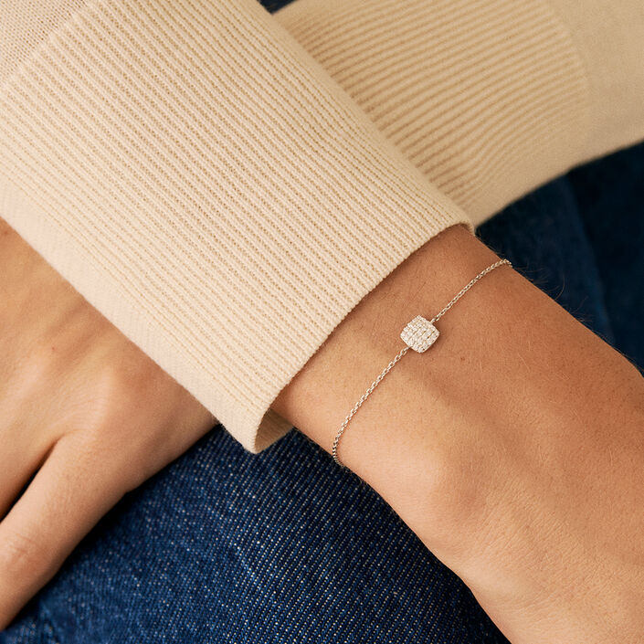 Bracelet souple GLORIA - Cristal / Argenté - Bracelets  | Agatha