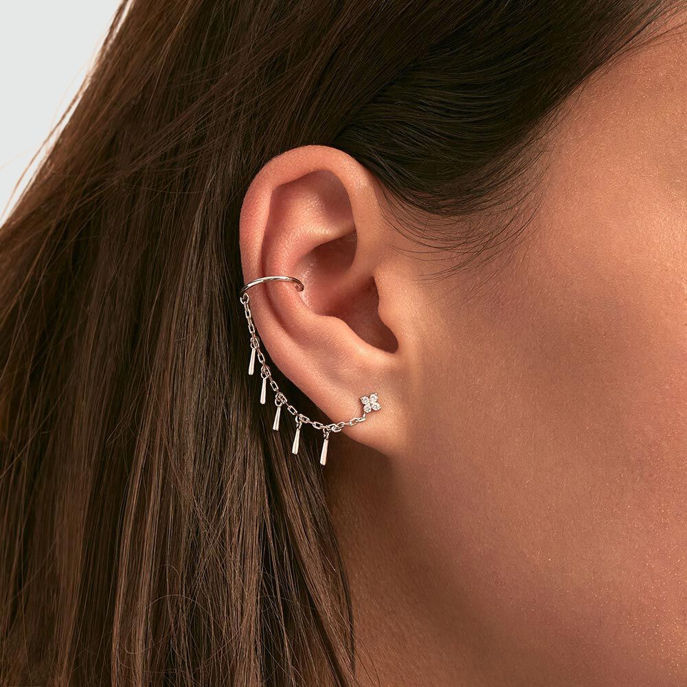 Piercing ear cuff MIX & MATCH - Cristal / Argent&eacute; - Argent v&eacute;ritable  | Agatha