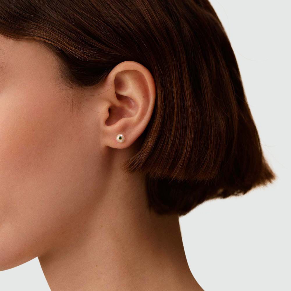 Boucles d'oreilles puces DIONE - Perle / Vert - Boucles d'oreilles puces  | Agatha