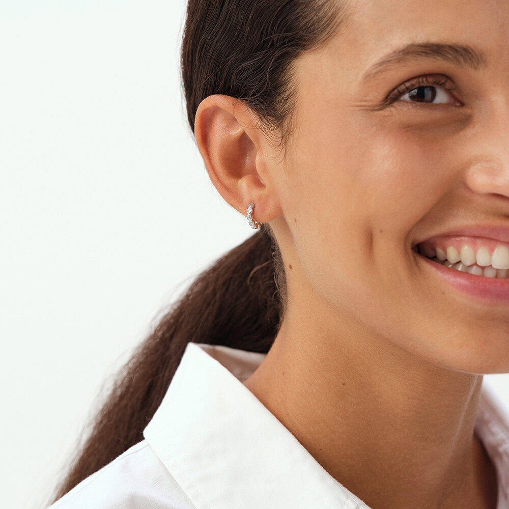 Piercing cr&eacute;ole LEINA - Cristal / Argent&eacute; - Argent v&eacute;ritable  | Agatha