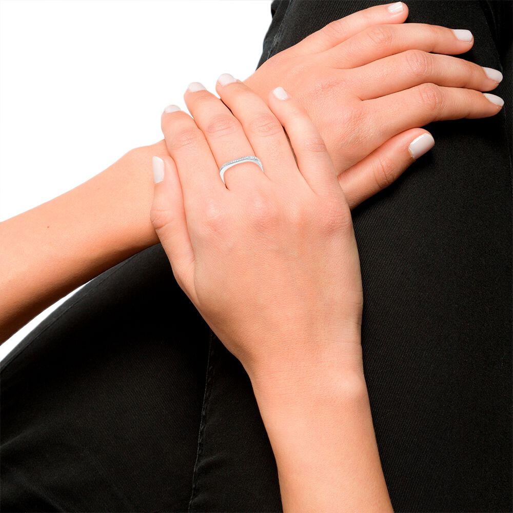 Bague fine CARRE - Cristal / Argenté - Outlet  | Agatha