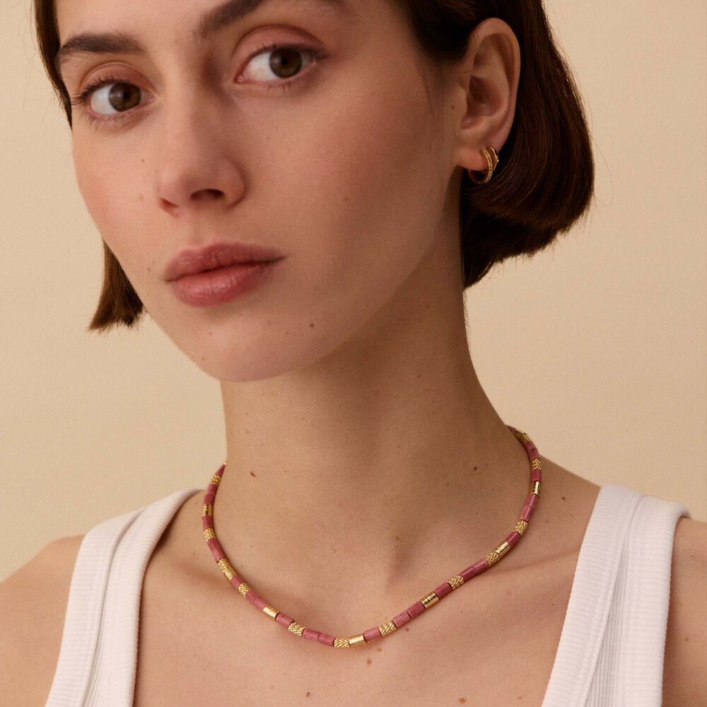 Collier ras du cou PETRA - Rhodochrosite / doré - Colliers fantaisie  | Agatha