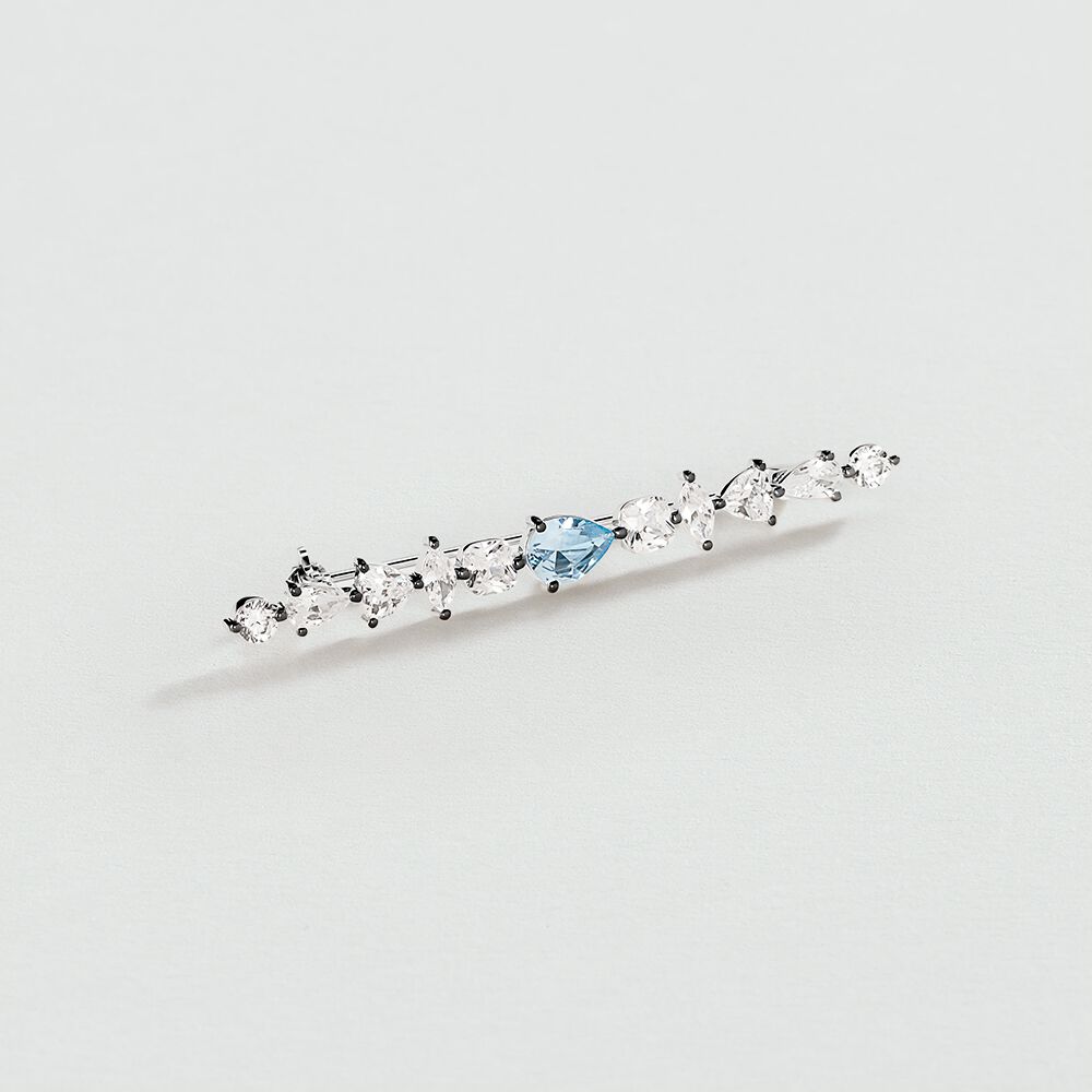 Broche JACKIE - Argenté / Bleu aquamarine  - Broche  | Agatha