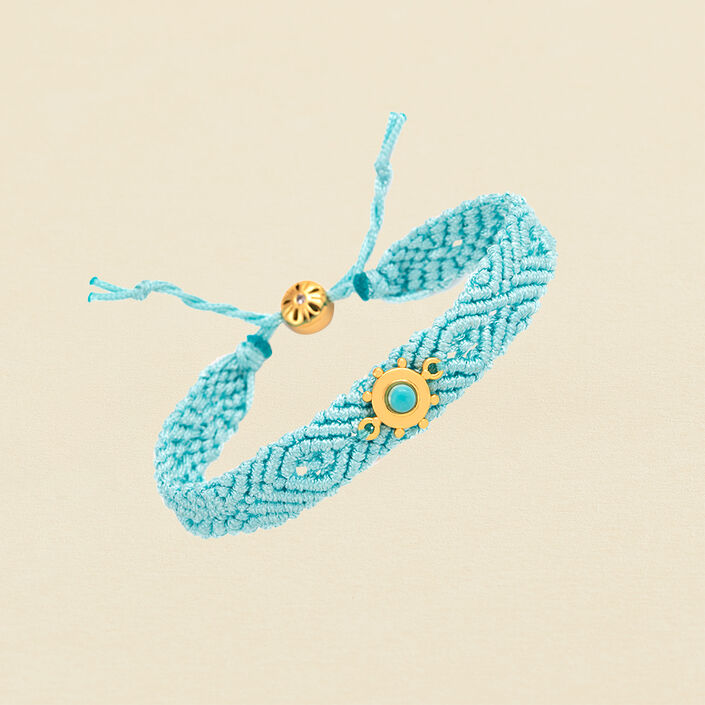 Bracelet cordon BAIA - Turquoise / Doré - Bracelets  | Agatha